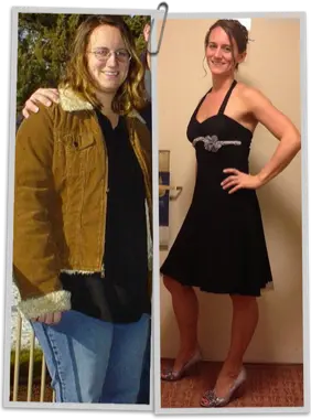 Happy fit woman in her 40s holding Gelatide drops bottle showing natural weight loss results